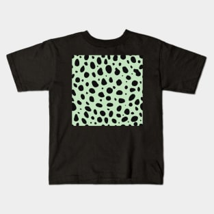 Light Green and Black Cheetah Print Animal Print Kids T-Shirt